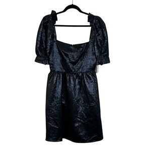 Saloni Rachel D Textured Metallic Mini Dress Size 8‎ Midnight Blue Party NEW